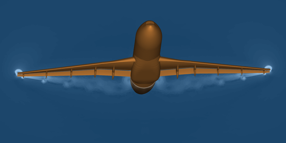 Turbulence model of large scale jet airframe.